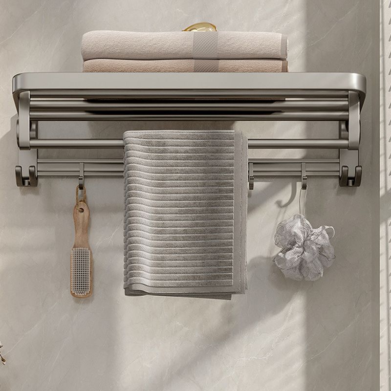 Modern Bathroom Accessories Set in Gray with Bathroom Shelf/Towel Holder/Robe Hooks & Paper Holder