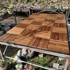Tradition wood tile wire-brushed square engineered wood for patio garden