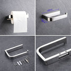 Modern Bathroom Element Set Paper Holder Gray Towel Bar Bathroom Accessory Set