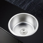 Round Single Bowl Kitchen Sink Stainless Steel Sink with Drain Strainer Set