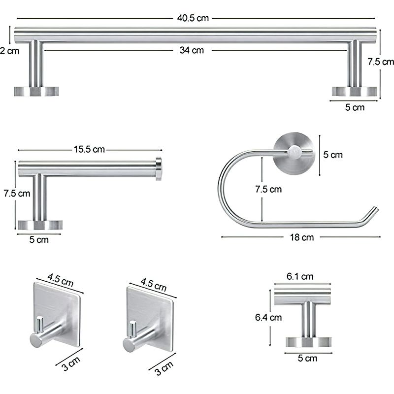 Metal Simple Bathroom Accessories as a Single Piece or in a Set in Silver