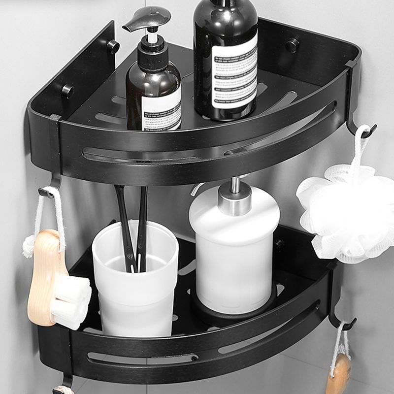 Black/Silver Bath Set Modern 1/2/3-Piece Anti-Rust Bath Rack