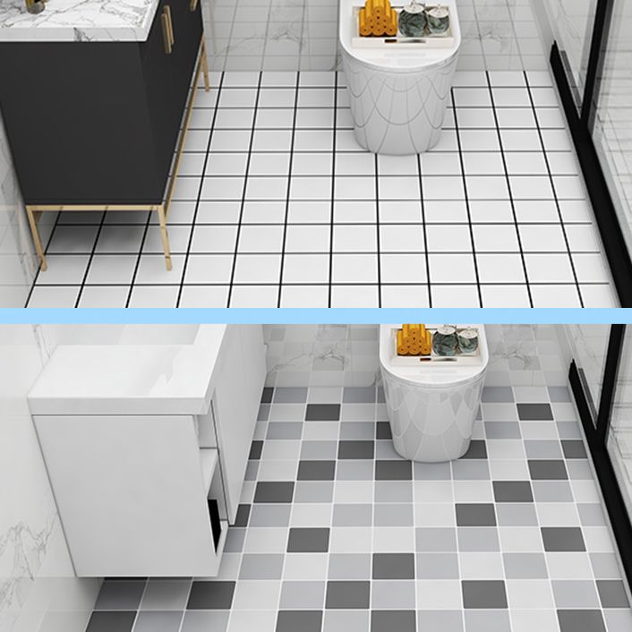 Modern Vinyl Floor Planks Peel & Stick Grid Print PVC Flooring