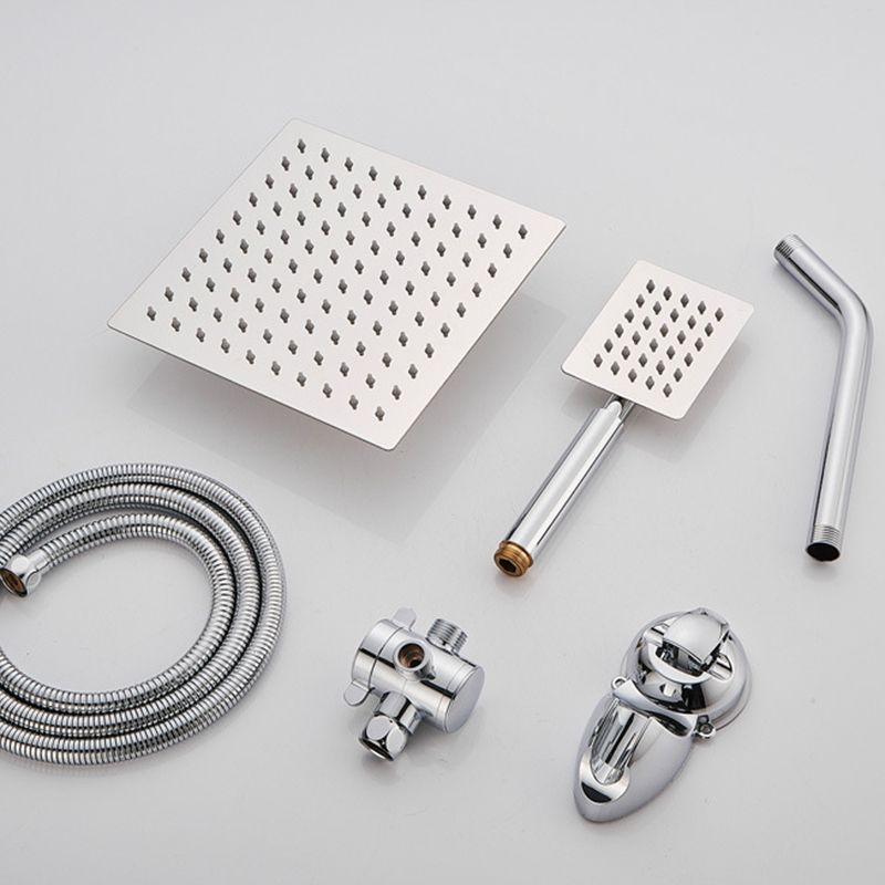 Silver Square Double Shower Head Modern Water Filtration Wall Mounted Shower Head