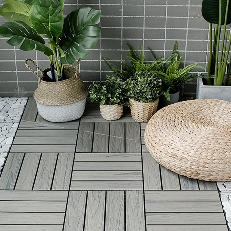 Square Patio Tiles Interlocking Striped Pattern Deck Board
