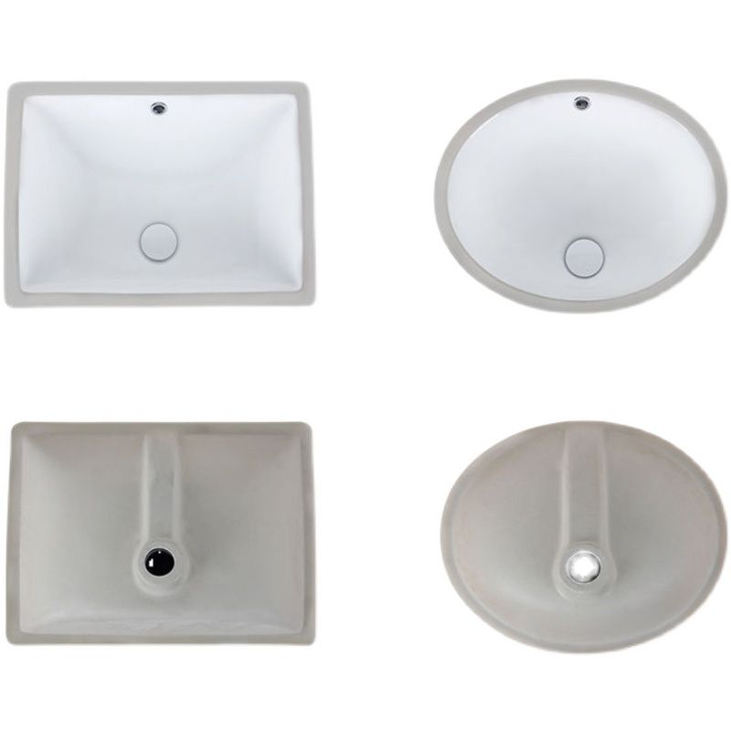 Modern Under-mount Sink Oval Porcelain with Pop-Up Drain Sink