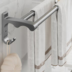 Modern Metal Bath Accessory Set Polished Silver Bath Shelf/Paper Holder/Towel Hook