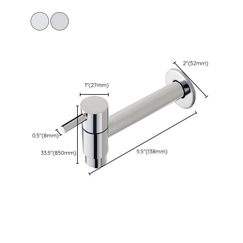 Contemporary Wall-Mounted Bathroom Faucet Single Hole Low Arc Solid Brass Circular Faucet