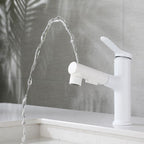 Modern Extendable Sink Faucet Bathroom Faucet Brass 1 Handle Sink Faucet with Water Hose