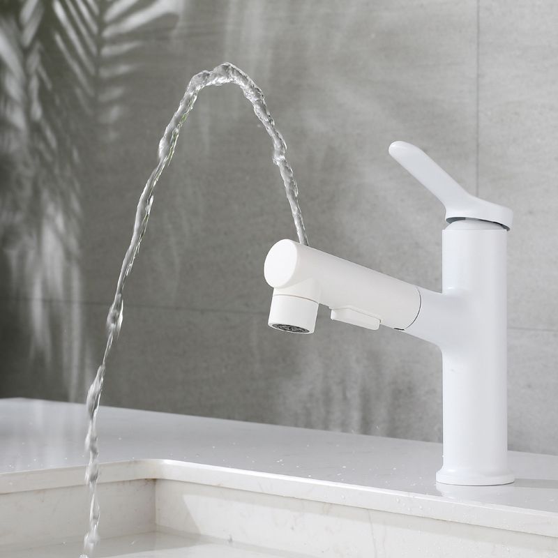 Modern Extendable Sink Faucet Bathroom Faucet Brass 1 Handle Sink Faucet with Water Hose