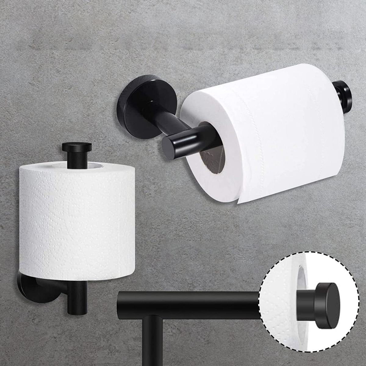 Matt Black Bathroom Accessory Set Stainless Steel Towel Bar/Paper Holder/Bath Towel Hook