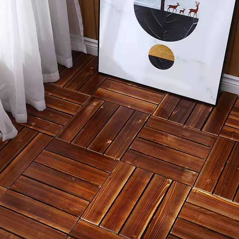 4-Slat Wood Floor Tiles Interlocking Installation Floor Tiles