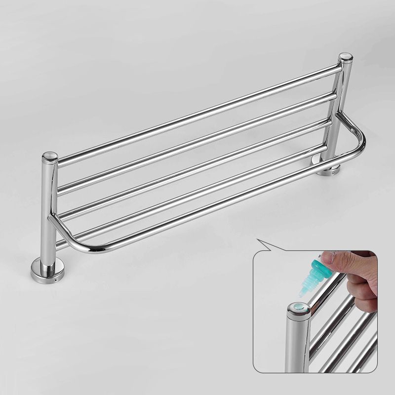 Polished Chrome 5-piece modern bathroom accessory set with bathroom shelf