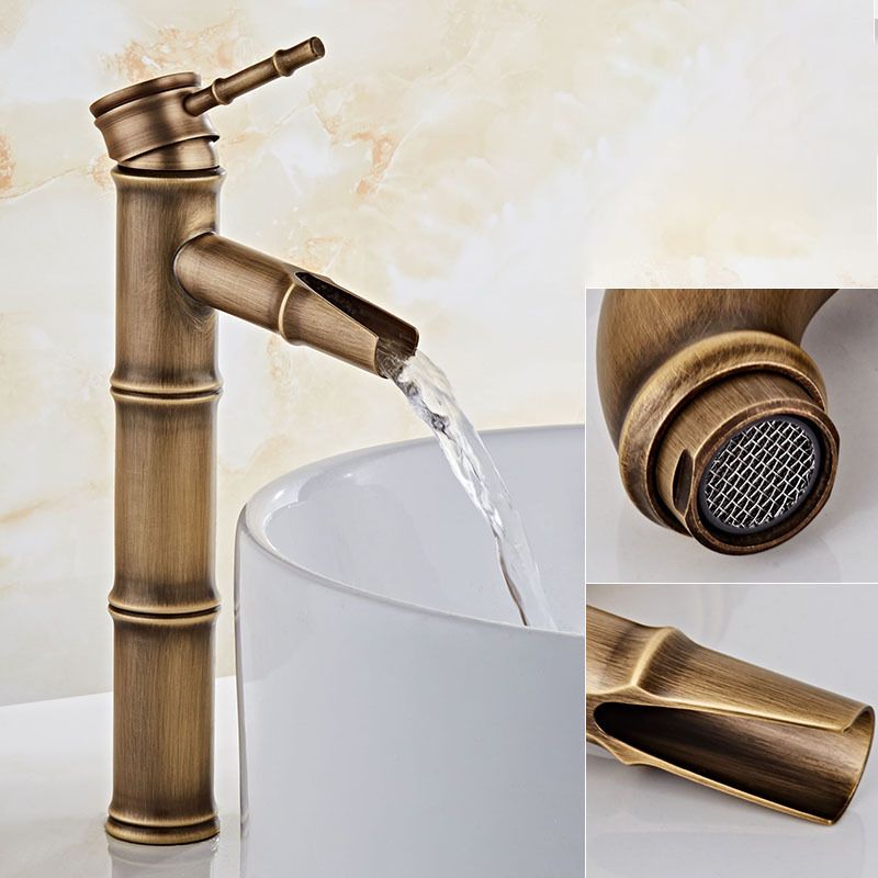 Lever Handle Vanity Faucet Country Low Arc Faucet Single Hole Basin Faucet