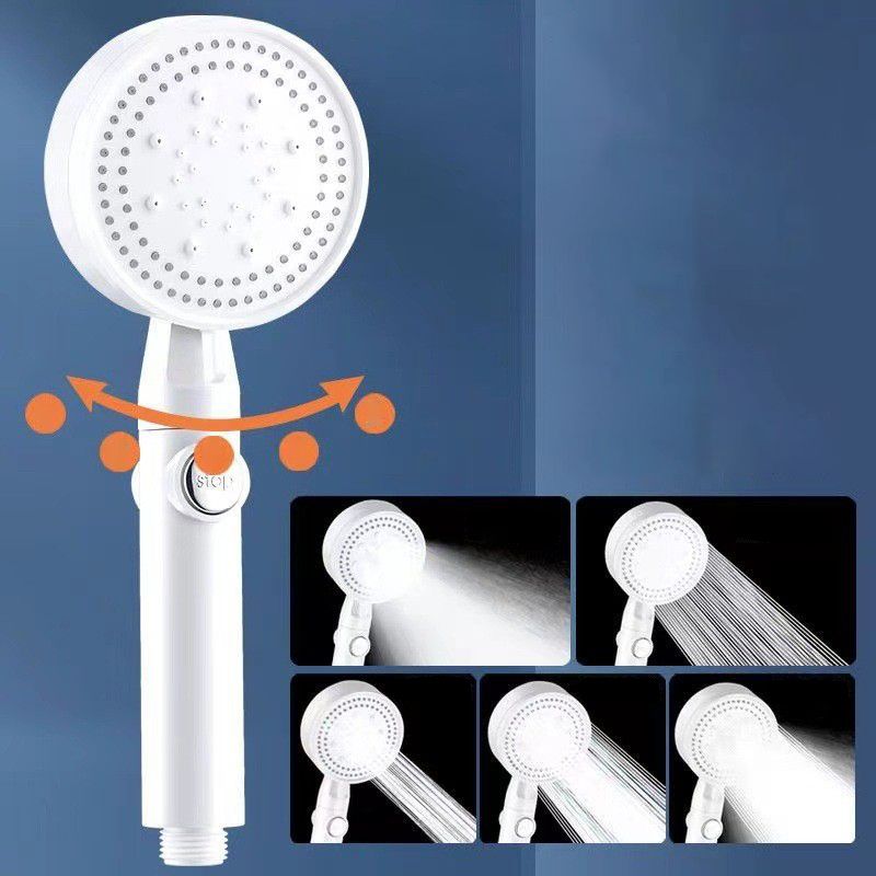 5 Sprays Shower Head Round Wall Mounted Plastic Wall Connector Holder Handheld Shower Head