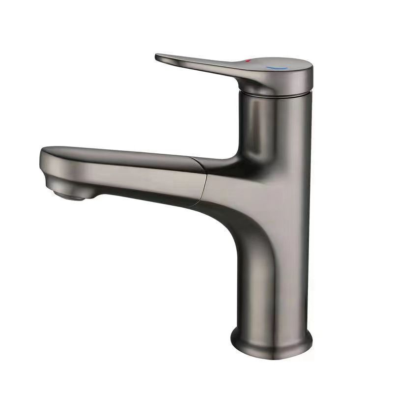 Modern Style Sink Faucet Single Handle Low Arc Pull Out Copper Sink Faucet