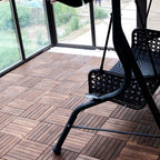 7-Slat Square Wood Floor Tiles Click Installation Outdoor Floor Tiles