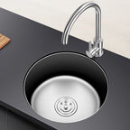 Round Single Bowl Kitchen Sink Stainless Steel Sink with Drain Strainer Set