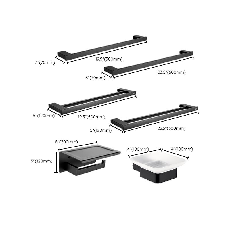 5-piece Modernism Bathroom Accessory Set in Matte Black Stainless Steel