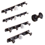 5-piece traditional bathroom accessory set brushed brass bathrobe hooks