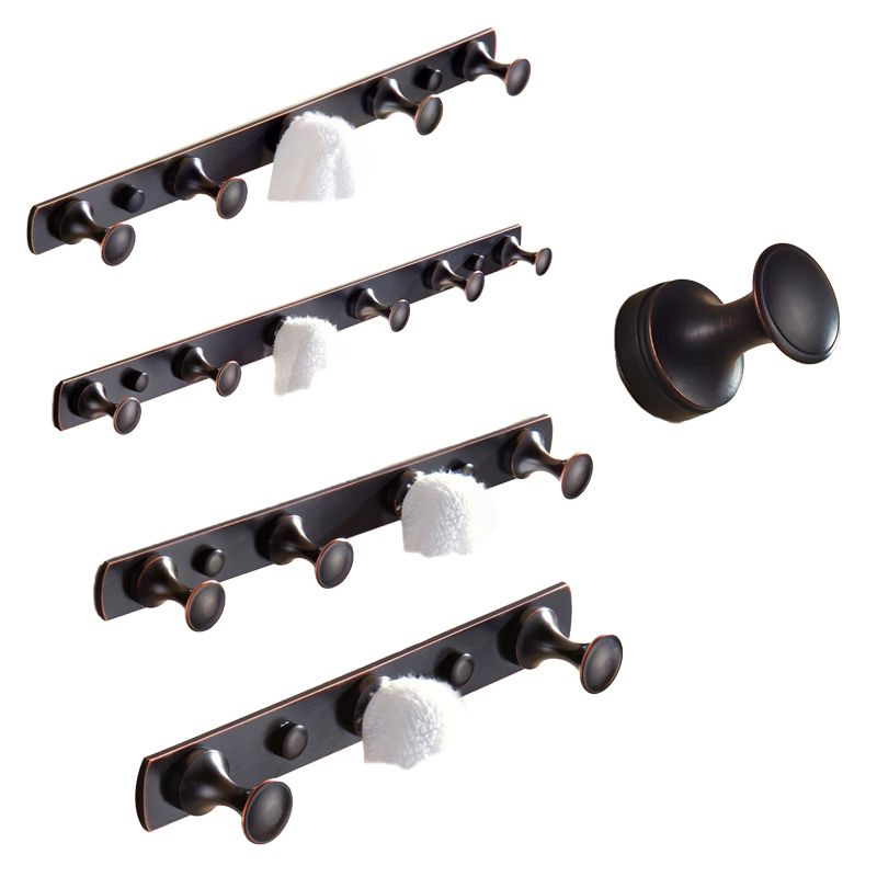 5-piece traditional bathroom accessory set brushed brass bathrobe hooks