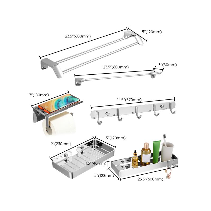 Silver Bathroom Accessories Hardware Set Modern Bathroom Accessories Kit
