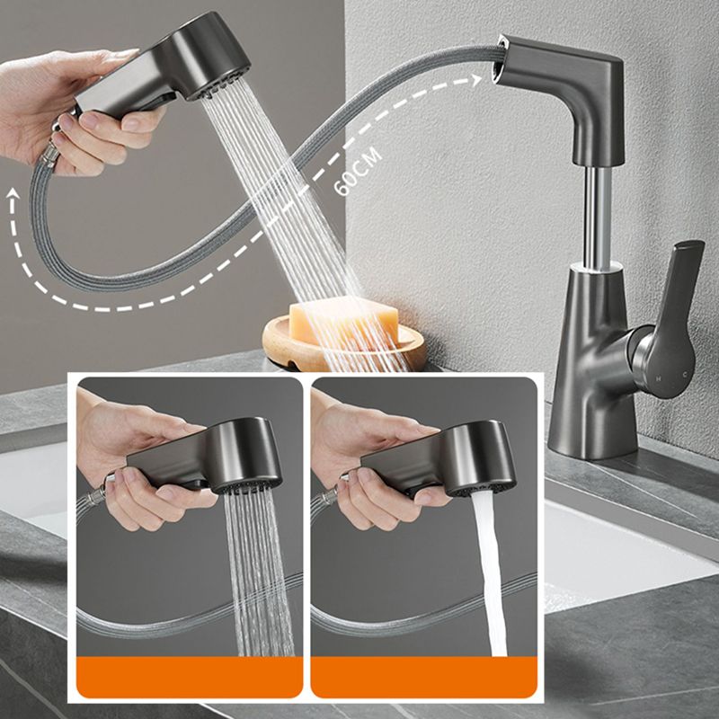 Modern 1-Lever Sink Faucet Round Basin Faucet Brass