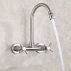 Round 2-Handle Bathroom Faucet Single Hole Wall Mounted Bathroom Faucet