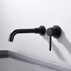 Round Single Handle Bathroom Faucet 2-Hole Wall Mounted Bathroom Faucet with Swivel Head