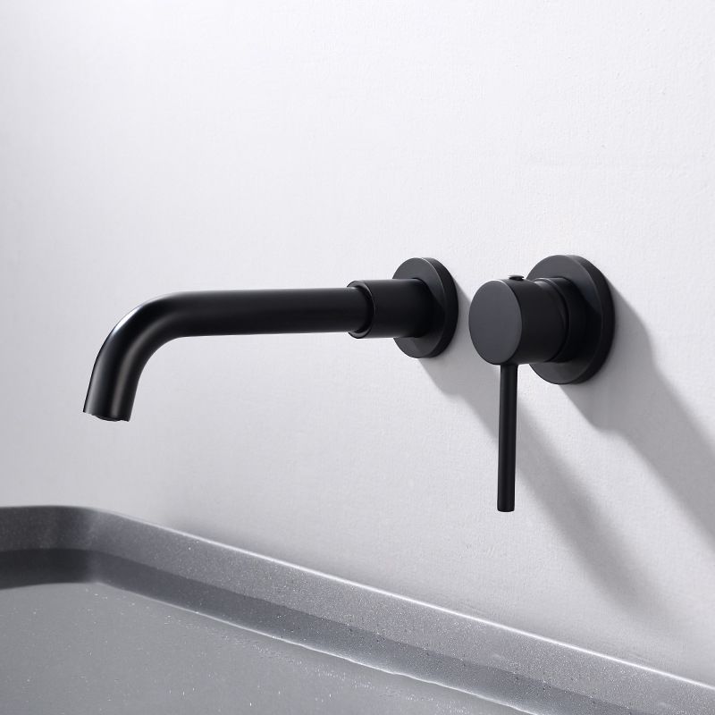 Round Single Handle Bathroom Faucet 2-Hole Wall Mounted Bathroom Faucet with Swivel Head