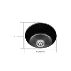 Stainless Steel Round Sink in Black Single Basin Undermount Sink with Basket Strainer
