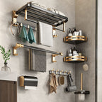 Modernism Bathroom Accessories Hardware Set Black & Gold Bathroom Shelf/Towel Bar