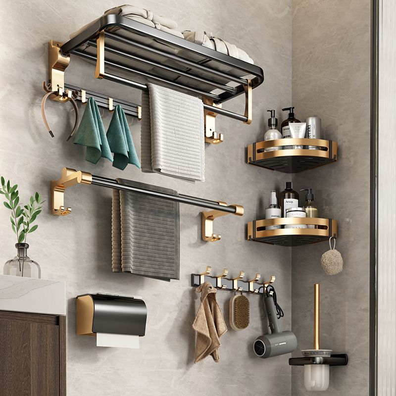 Modernism Bathroom Accessories Hardware Set Black & Gold Bathroom Shelf/Towel Bar
