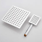 Silver Square Double Shower Head Modern Water Filtration Wall-Mounted Shower Head
