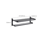 Contemporary bathroom accessory set with black finish and bath shelf/towel bar