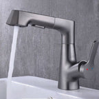 Modern Vessel Sink Faucet Copper Single Handle Pull Down Low Arc Vessel Faucet