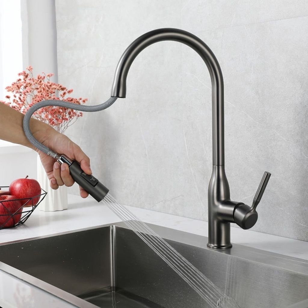 Modern Pull-down Water Filler Single Handle High Arc Kitchen Faucet