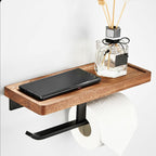7-piece toilet accessory set made of solid wood and metal