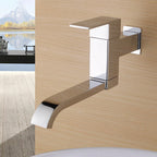 Contemporary Wall Mounted Bathroom Faucet Lever Handles Low Arc Swivel Brass Faucet