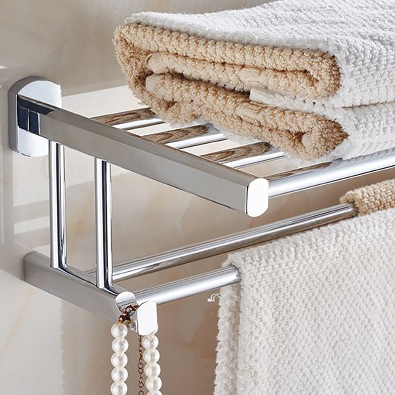Polished Chrome Modern Bathroom Accessory Set Silver Towel Holder/Bath Shelf