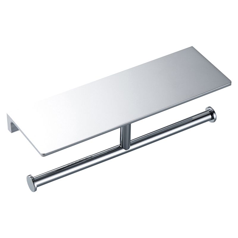 Contemporary 2-piece bathroom set made of polished chrome stainless steel toilet paper holder