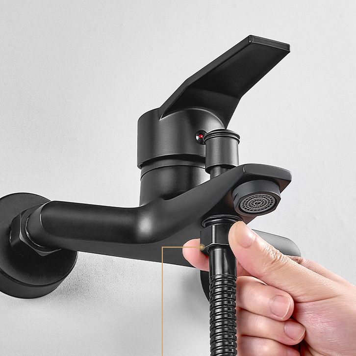 Wall-mounted fixed bathtub faucet lever handle with hand shower