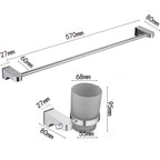 6-piece Chrome Bathroom Accessory as Individual Piece or as Set with Towel Ring Bar