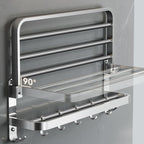 Polished Chrome Modern Bathroom Accessory Set in Stainless Steel with Bath Shelf/Towel Bar