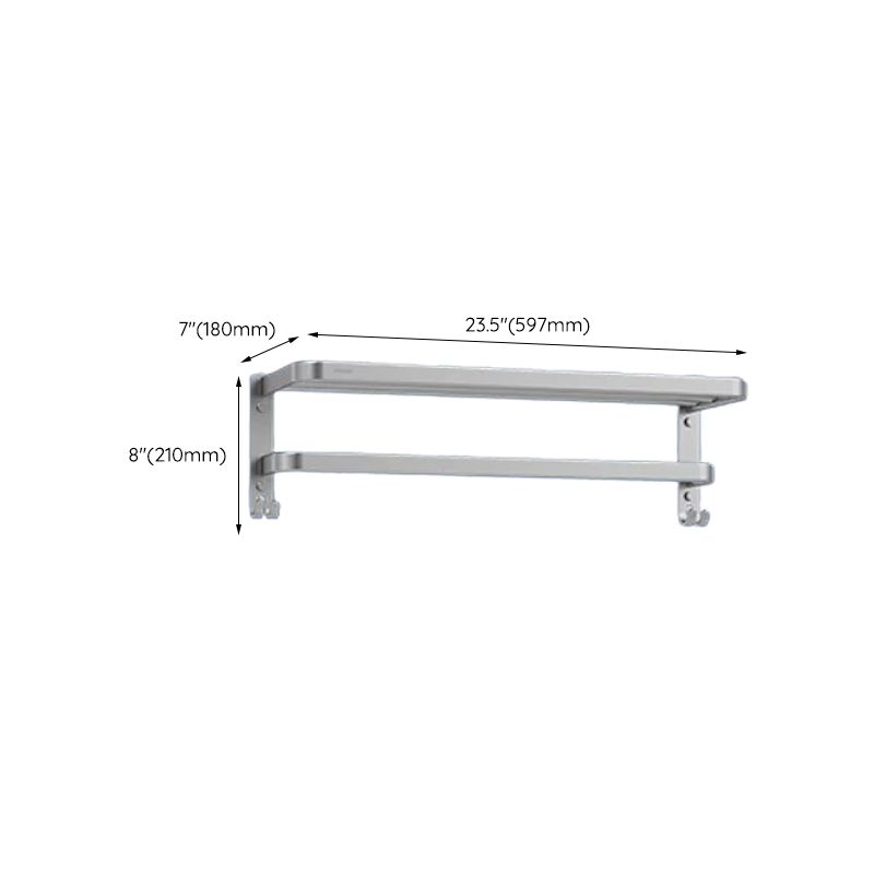 Contemporary bathroom accessory set made of aluminum with towel holder/bath shelf