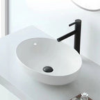 Modern Vessel Bathroom Sink Oval Porcelain with Pop-Up Drain System Vessel