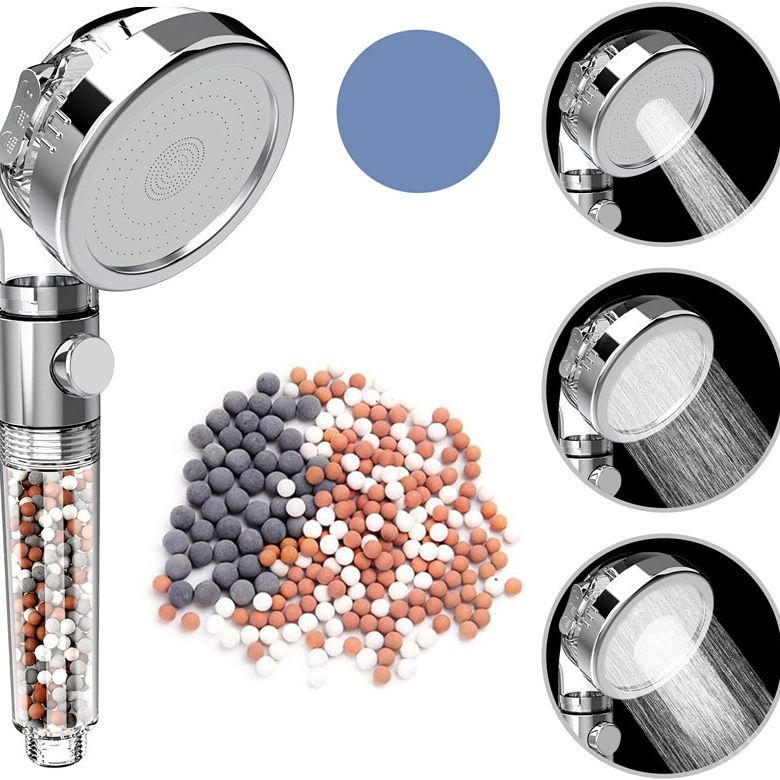 Modern Handheld Shower Head Round Filter Ball Spray Head in Silver