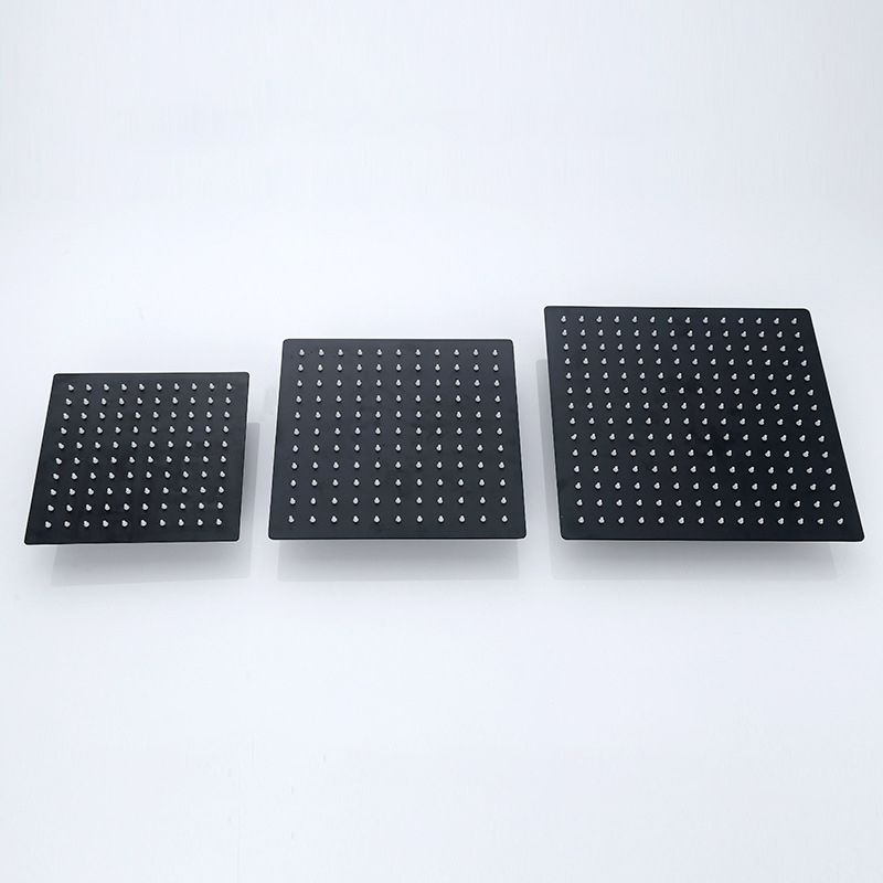 Black Square Fixed Shower Head Modern Style Wall Mounted Shower Head