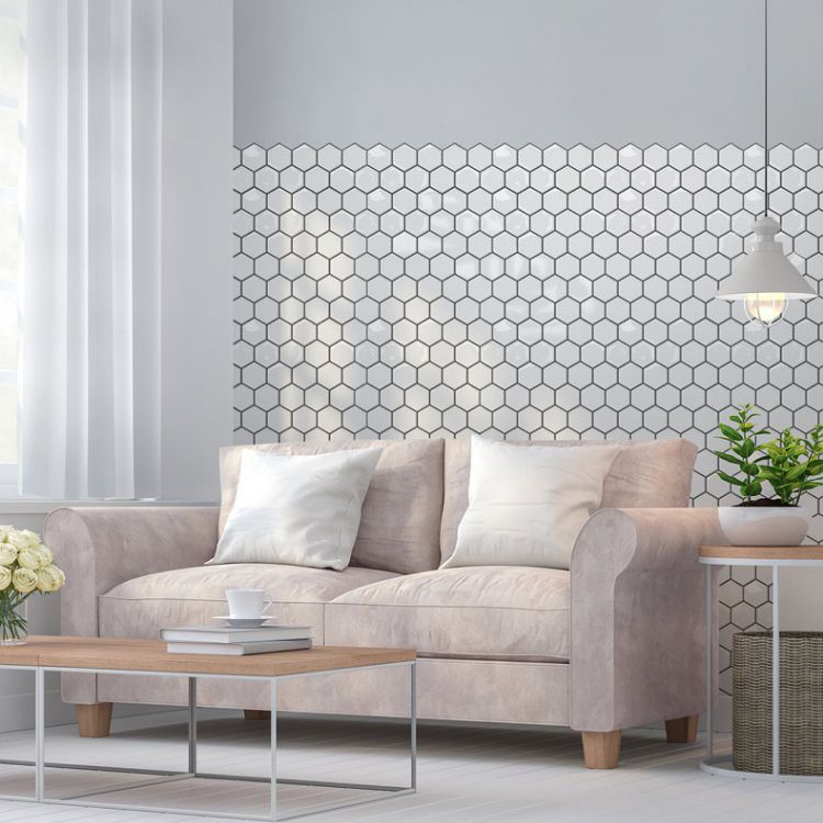 Square Peel and Stick Back Wall Modern Plastic Peel and Stick Back Wall