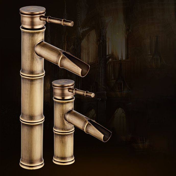 Lever Handle Vanity Faucet Country Low Arc Faucet Single Hole Basin Faucet